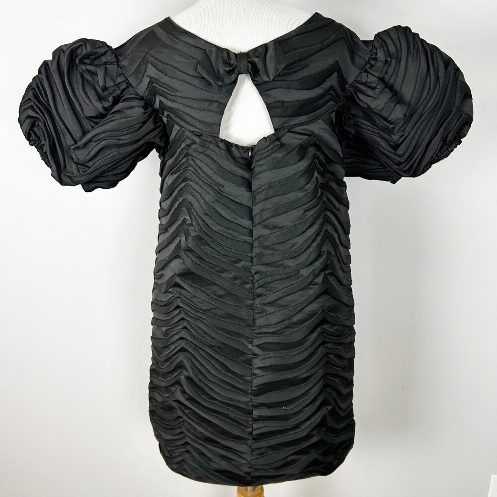 Kate Spade Black Textured Shift Dress Puff Sleeve Size 12 Women's - Picture 4 of 5